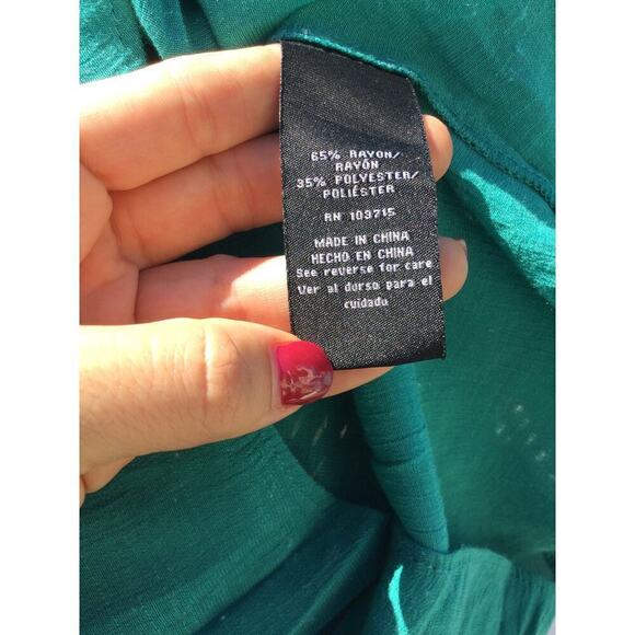 Zac & Rachel shirt womens M medium green flutter sleeve western bohemian festive - Picture 10 of 11